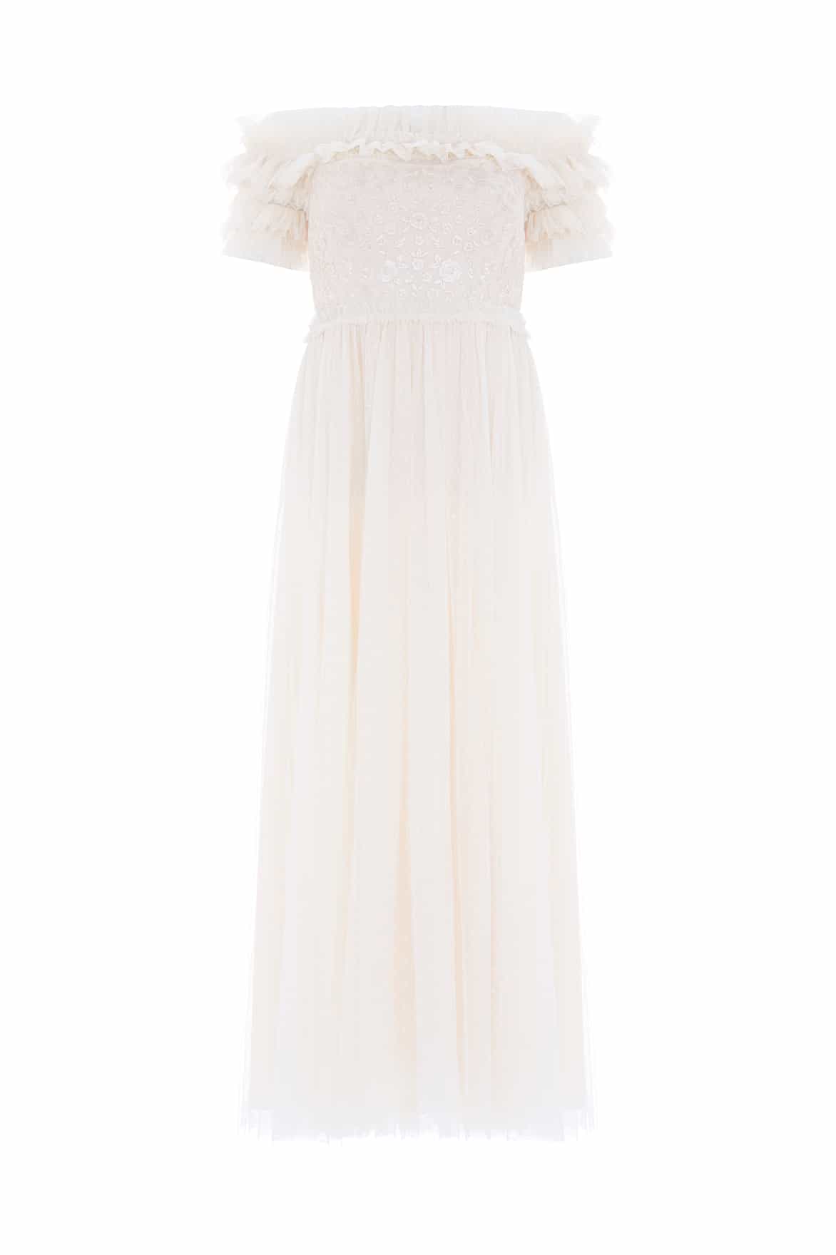 Midsummer Lace Bodice Off-Shoulder Ankle Gown