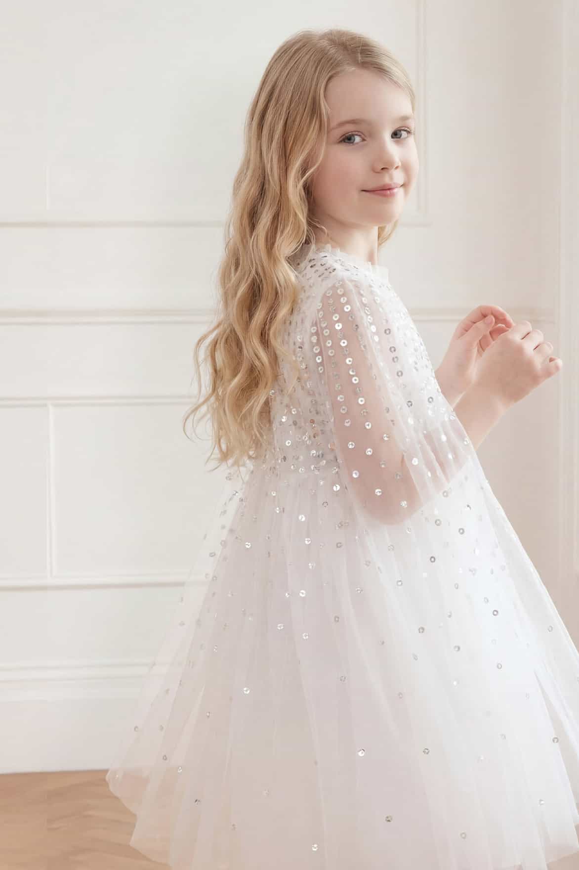 Moonlight Sequin Cape Kids Dress