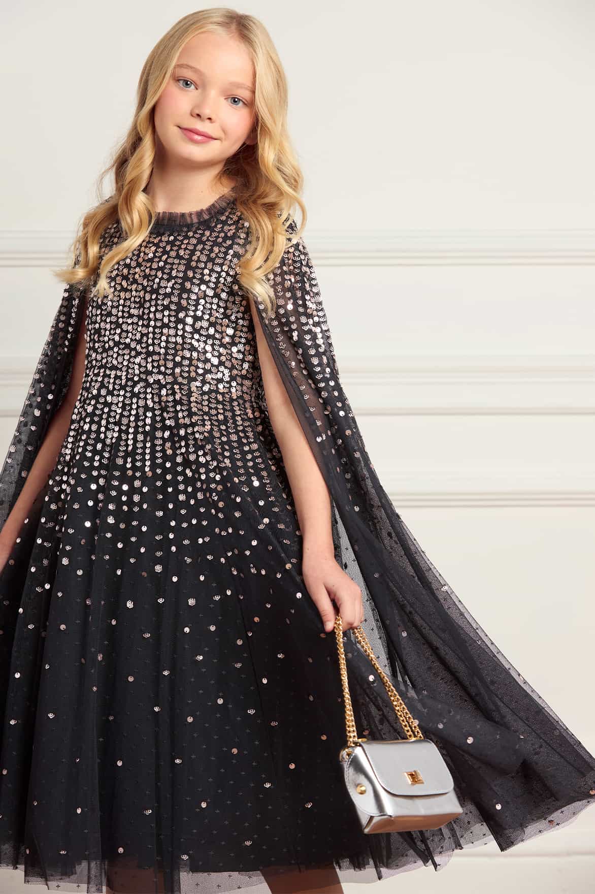 Moonlight Sequin Cape Kids Dress