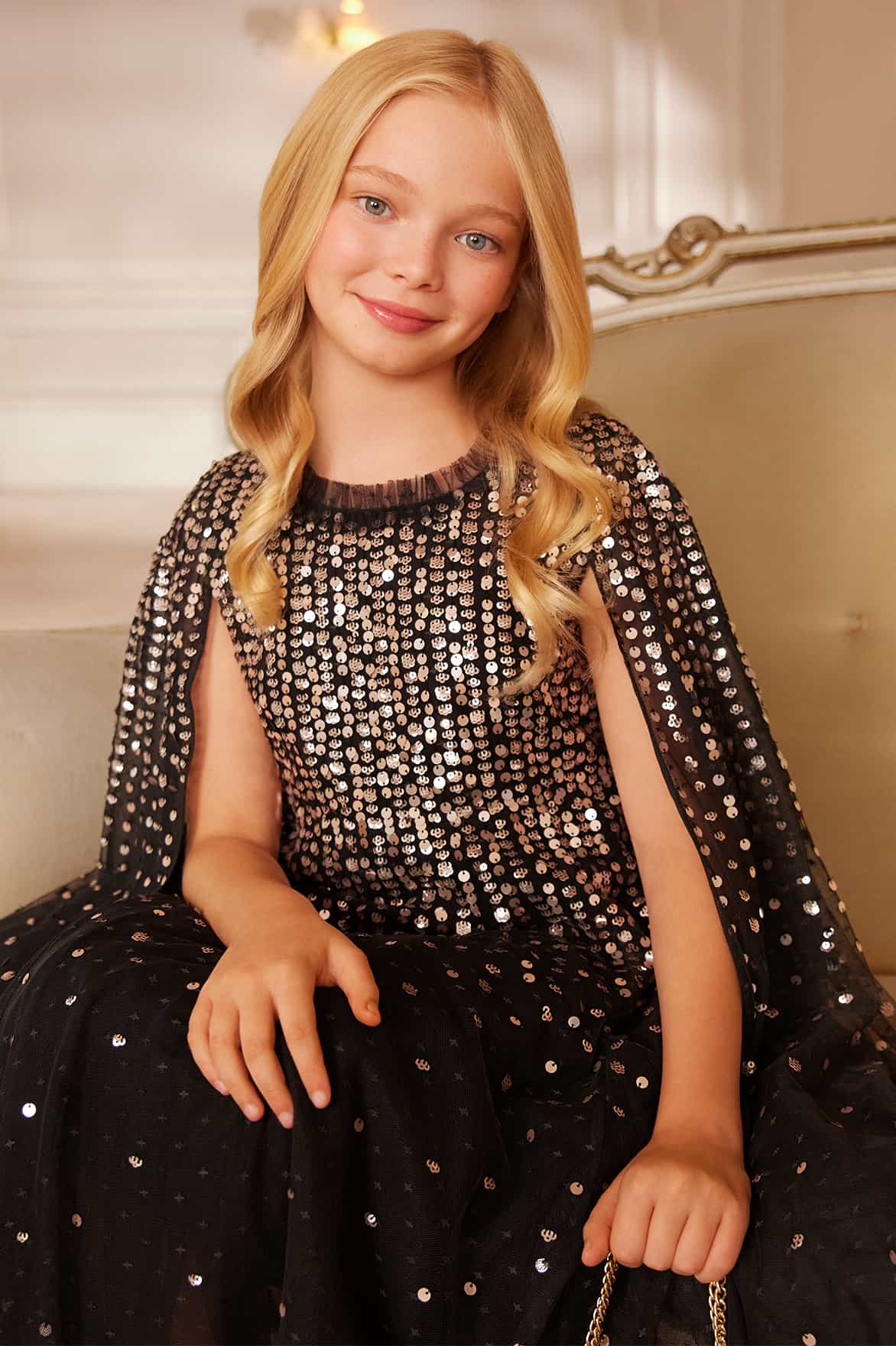 Moonlight Sequin Cape Kids Dress