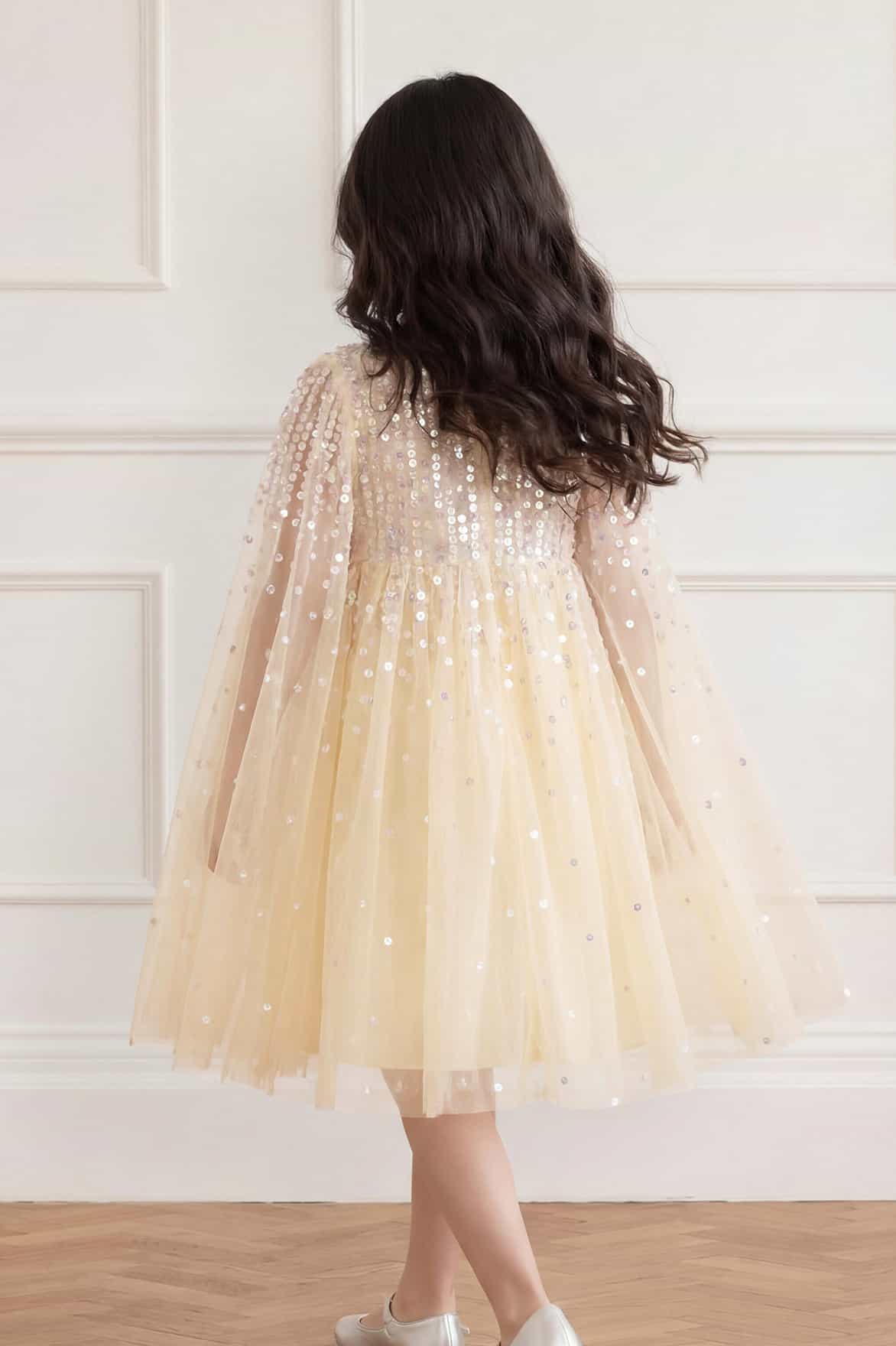 Moonlight Sequin Cape Kids Dress