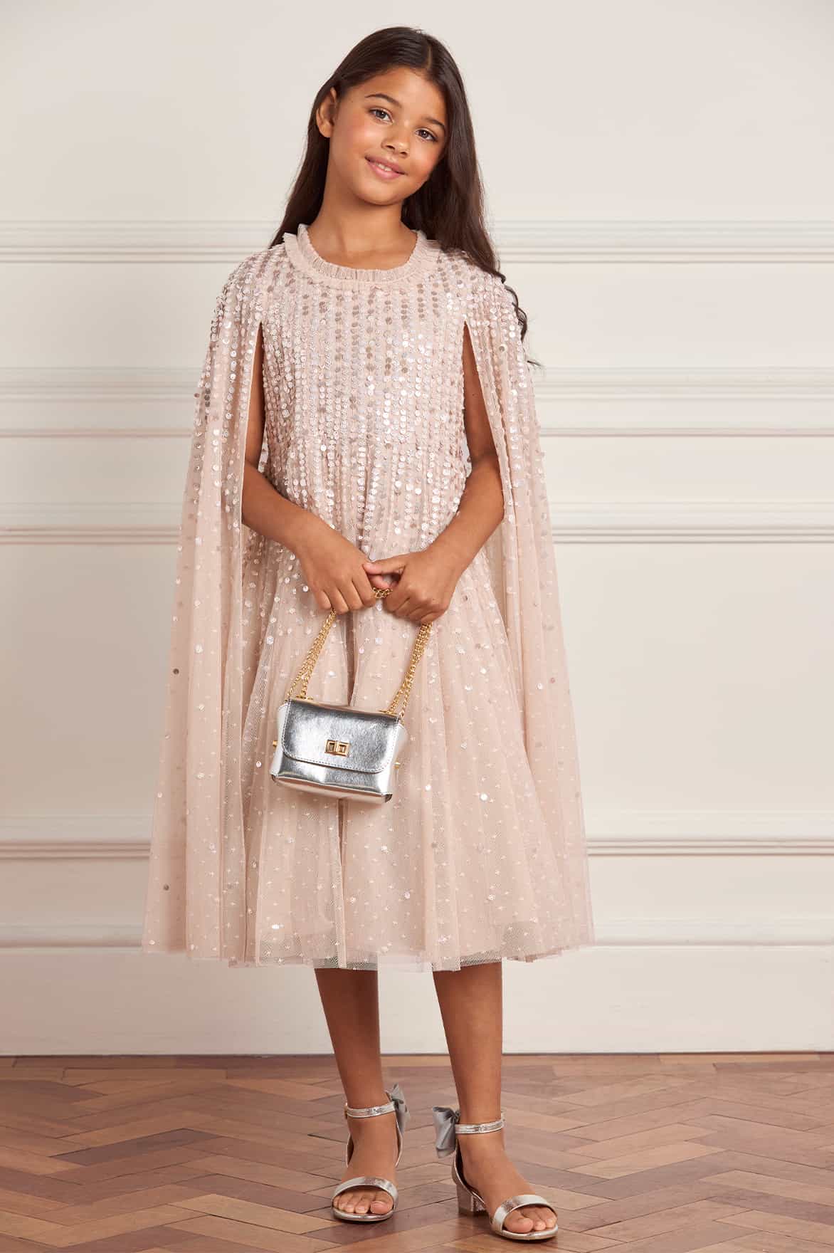 Moonlight Sequin Cape Kids Dress