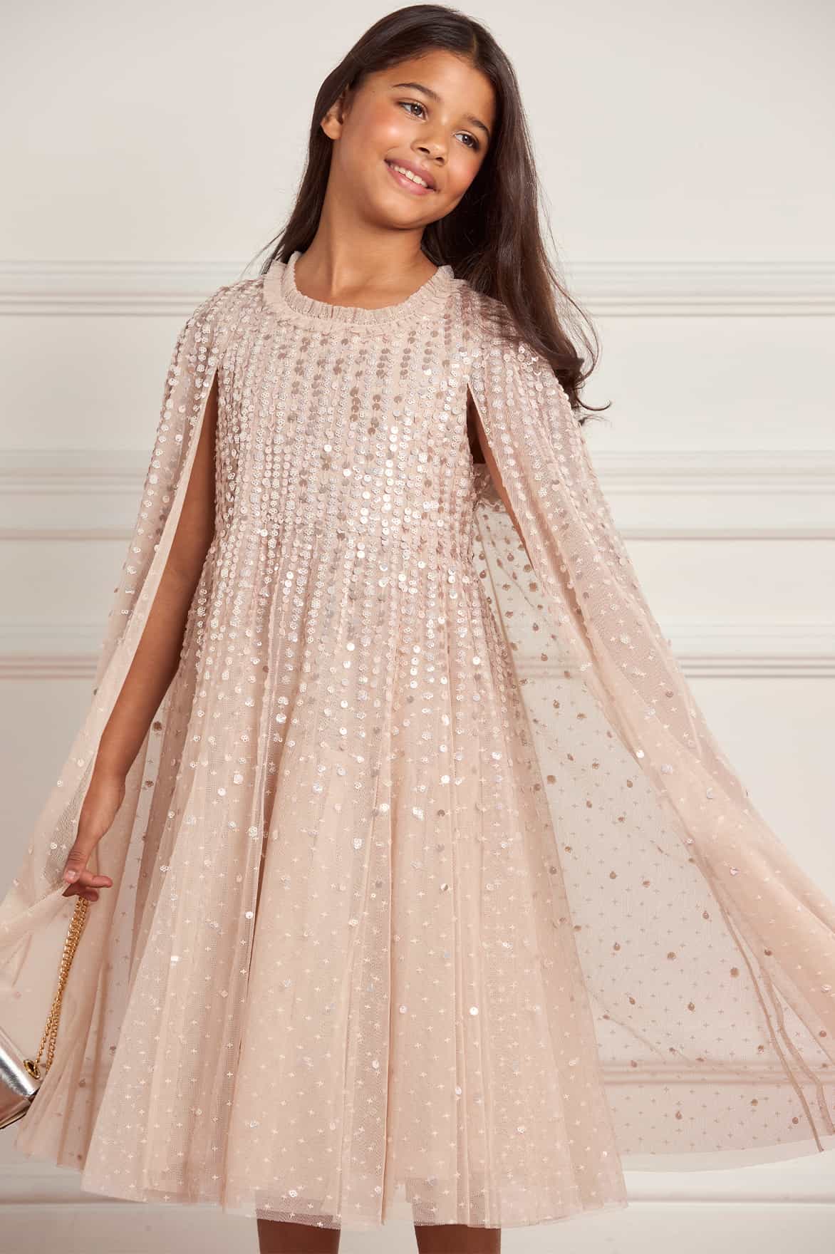 Moonlight Sequin Cape Kids Dress