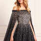 Moonlight Sequin Cape Micro Mini Dress
