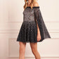 Moonlight Sequin Cape Micro Mini Dress
