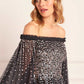 Moonlight Sequin Cape Micro Mini Dress
