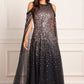 Moonlight Sequin Cape Sleeve Ankle Gown