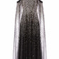 Moonlight Sequin Cape Sleeve Ankle Gown