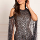 Moonlight Sequin Cape Sleeve Ankle Gown