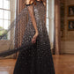 Moonlight Sequin Cape Sleeve Ankle Gown