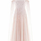 Moonlight Sequin Cape Sleeve Ankle Gown