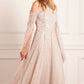 Moonlight Sequin Cape Sleeve Ankle Gown
