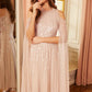 Moonlight Sequin Cape Sleeve Ankle Gown