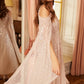 Moonlight Sequin Cape Sleeve Ankle Gown