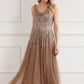 Moonlight Sequin Cowl Neck Ankle Gown