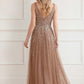 Moonlight Sequin Cowl Neck Ankle Gown
