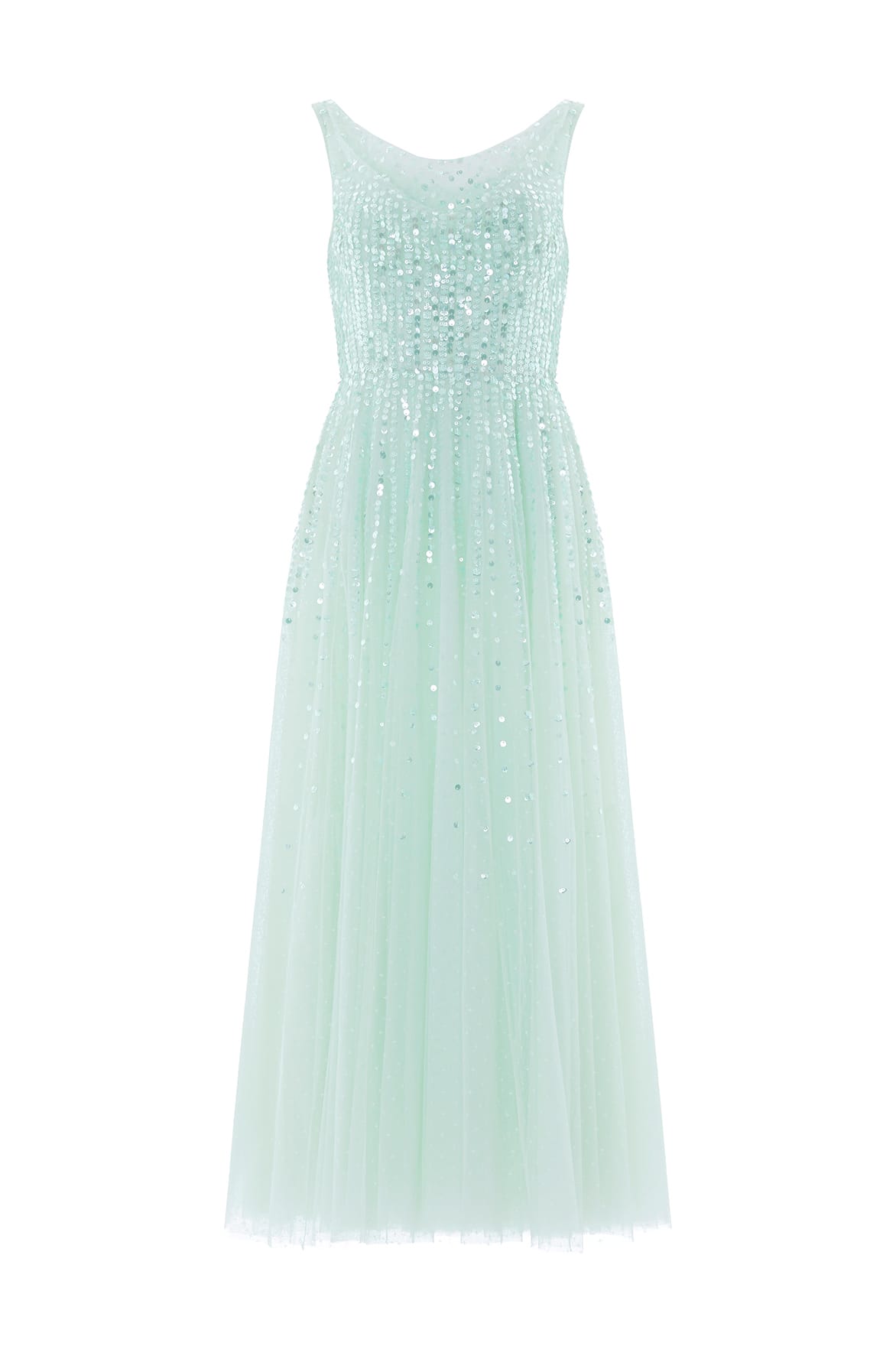Moonlight Sequin Cowl Neck Ankle Gown