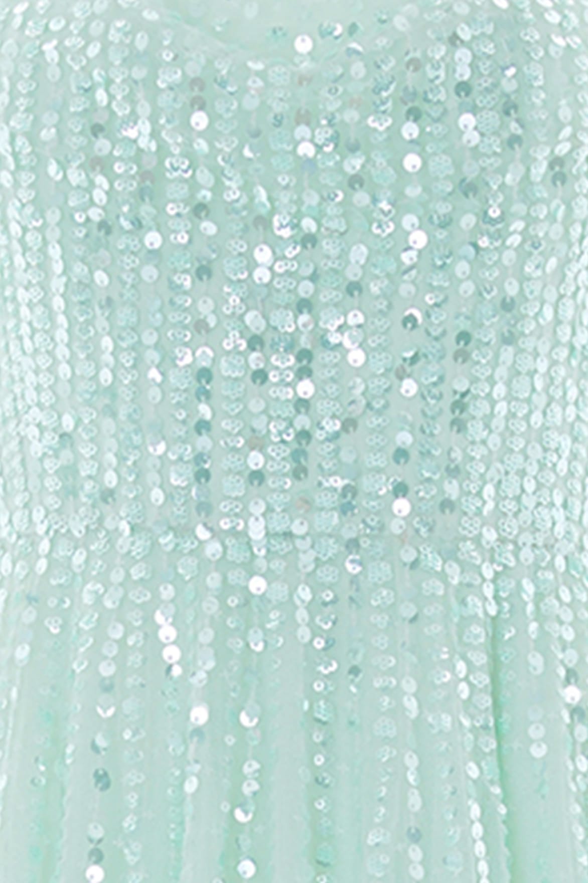 Moonlight Sequin Cowl Neck Ankle Gown