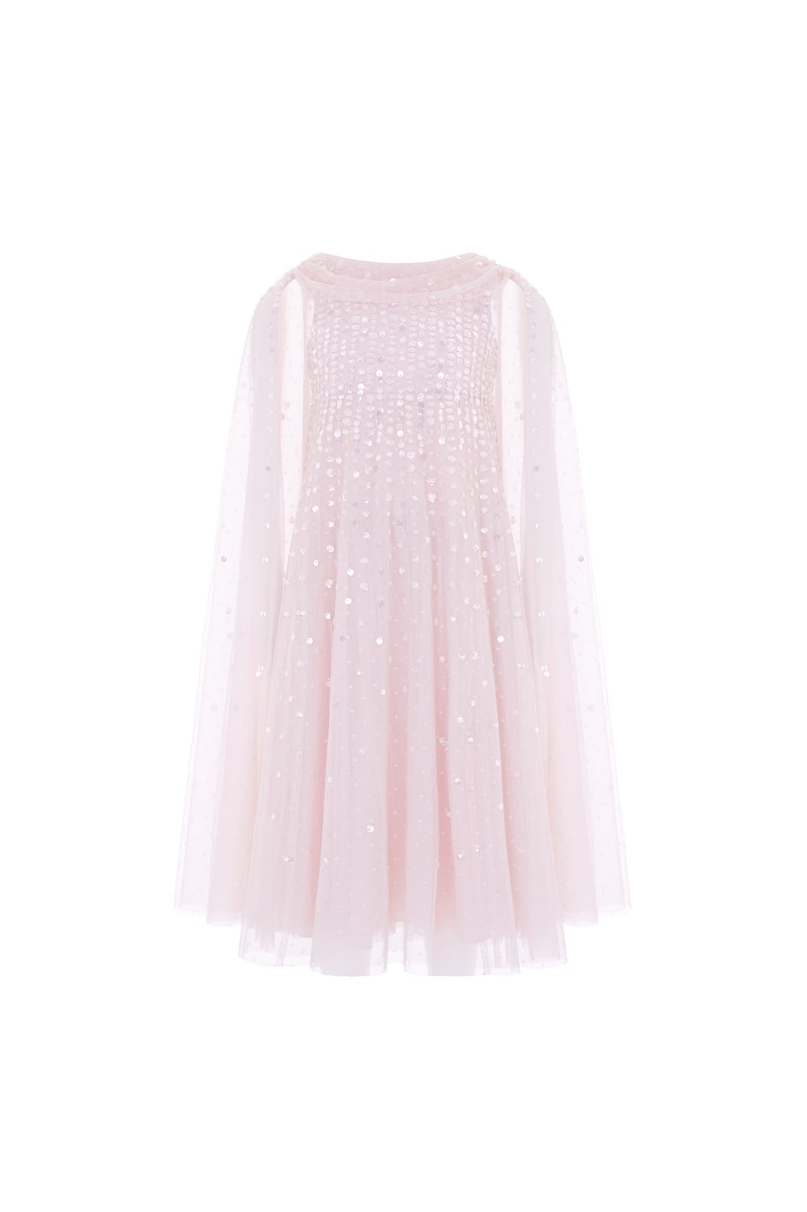 Moonlight Sequin Draped Cape Kids Gown