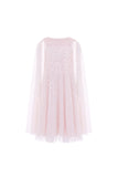 Moonlight Sequin Draped Cape Kids Gown