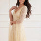 Moonlight Sequin V-Neck Cape Sleeve Ankle Gown