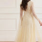 Moonlight Sequin V-Neck Cape Sleeve Ankle Gown