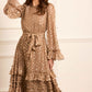 Odelle Lurex Round Neck Ankle Gown