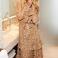 Odelle Lurex Round Neck Ankle Gown