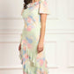 Peony Bloom Georgette Short Sleeve Gown