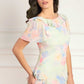 Peony Bloom Georgette Short Sleeve Gown