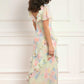 Peony Bloom Georgette Short Sleeve Gown