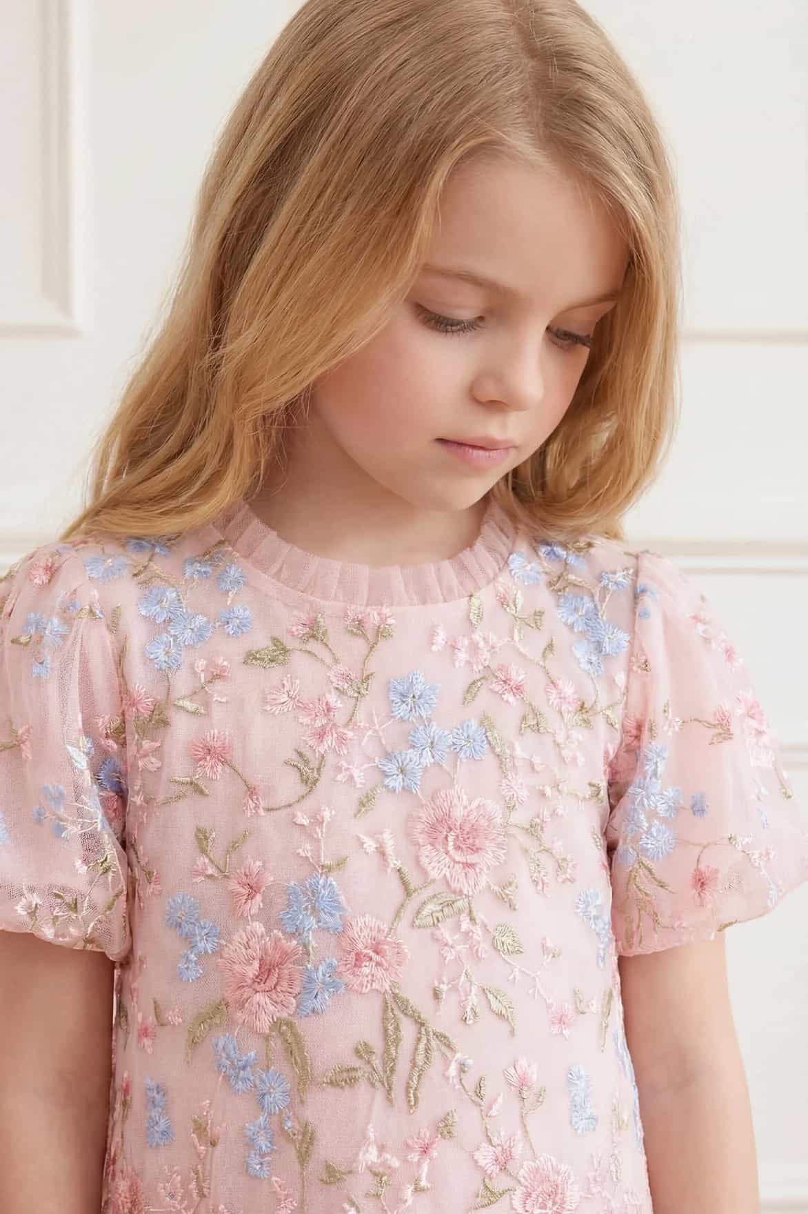 Peony Bouquet Puff Sleeve Kids Dress