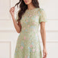 Peony Bouquet Round Neck Ankle Gown