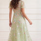 Peony Bouquet Round Neck Ankle Gown
