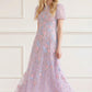 Peony Bouquet Round Neck Ankle Gown