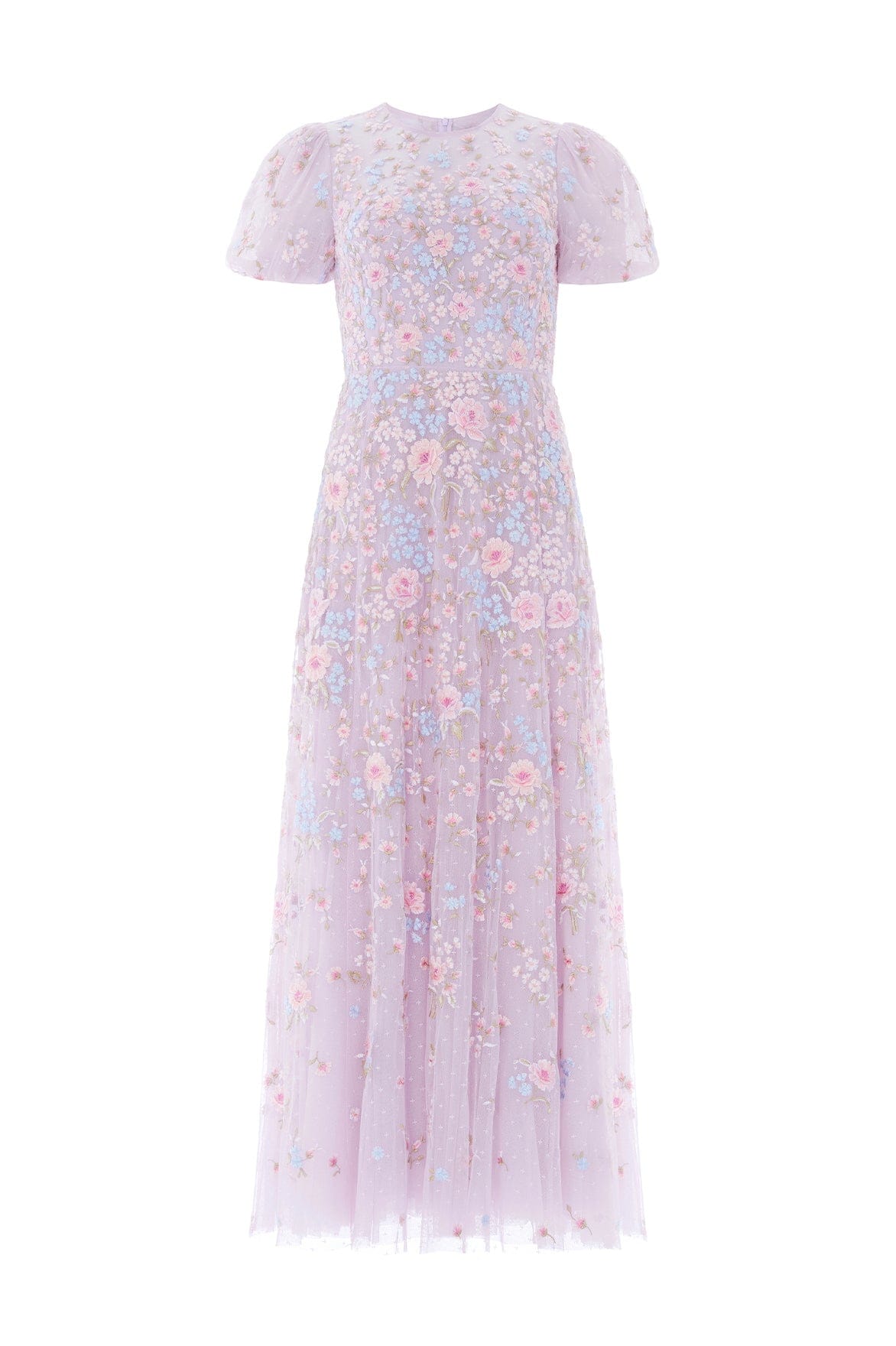 Peony Bouquet Round Neck Ankle Gown