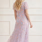 Peony Bouquet Round Neck Ankle Gown