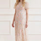 Peony Bouquet Round Neck Ankle Gown