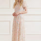 Peony Bouquet Round Neck Ankle Gown
