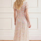 Peony Bouquet Round Neck Ankle Gown