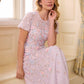 Peony Bouquet Round Neck Ankle Gown