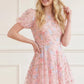 Peony Bouquet Round Neck Micro Mini Dress