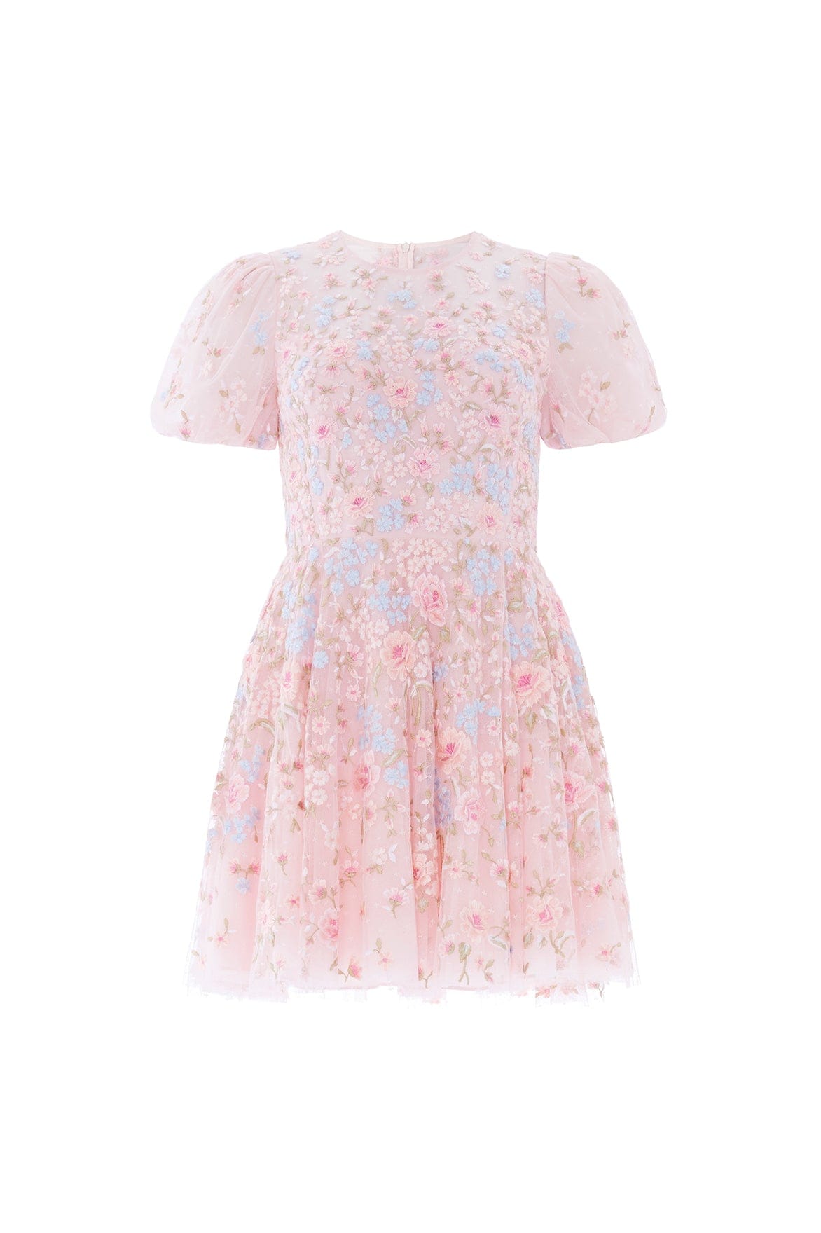 Peony Bouquet Round Neck Micro Mini Dress