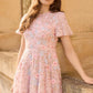 Peony Bouquet Round Neck Micro Mini Dress