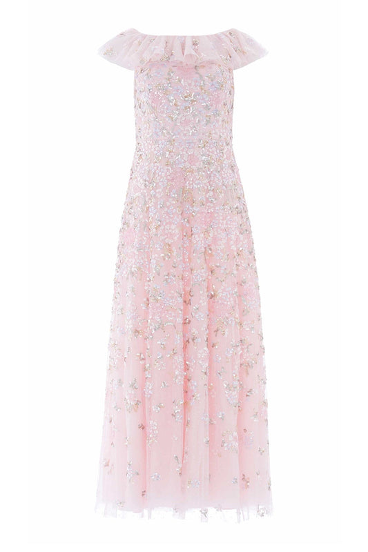 Peony Bouquet Sequin Ankle Gown