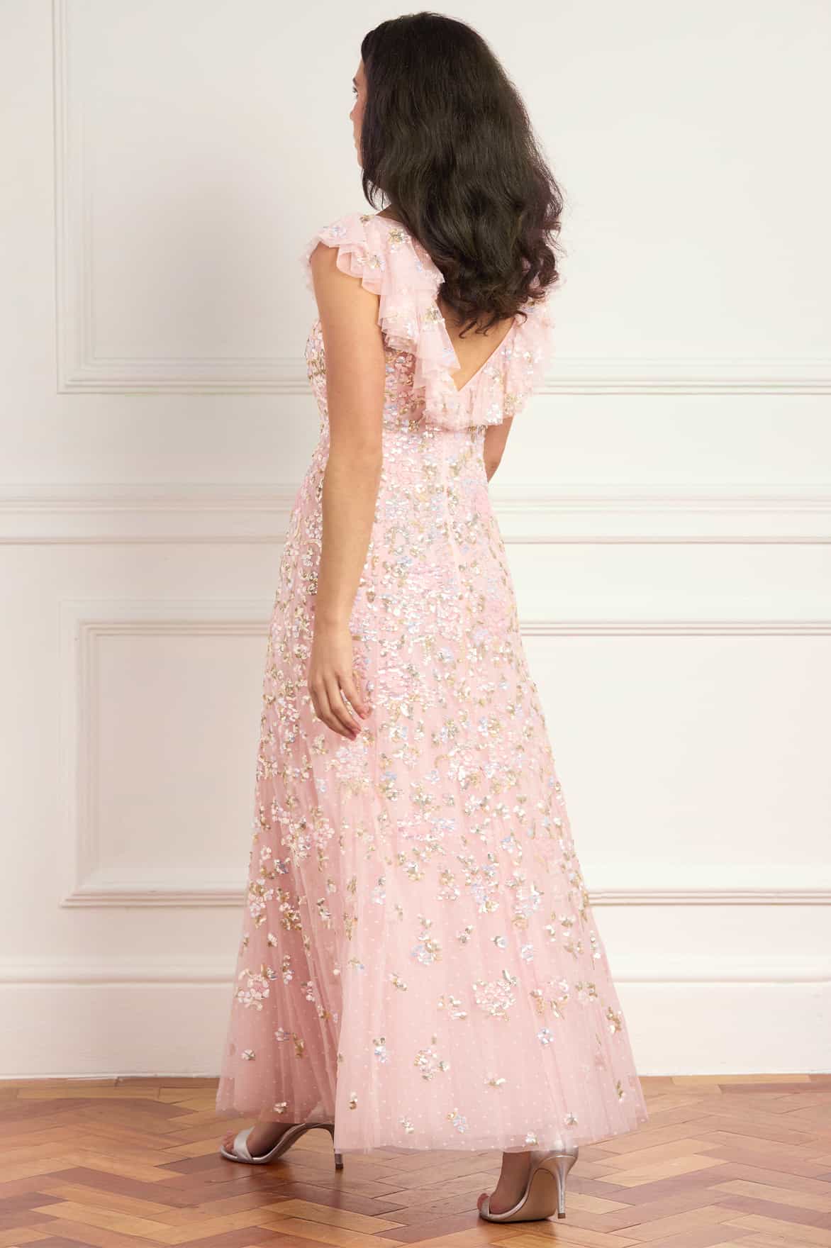 Peony Bouquet Sequin Ankle Gown