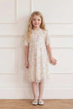 Peony Bouquet Sequin Cape Kids Dress