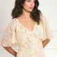 Peony Bouquet Sequin V-Neck Cape Gown