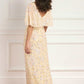 Peony Bouquet Sequin V-Neck Cape Gown