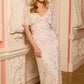 Peony Bouquet V-Neck Cape Gown